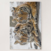 Winter-Tigerherd im Schnee Puzzle (Vertikal)