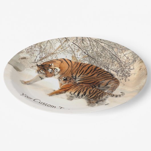 Winter-Tigerkundenspezifischer PapierTeller (Schrägansicht)