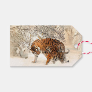 Winter Tigers benutzerdefinierte Geschenketiketten Geschenkanhänger