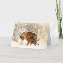 Winter Tigers benutzerdefinierte Grußkarte Karte