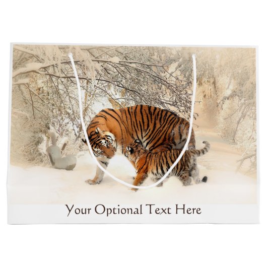 Winter Tigers individuelle Geschenktasche Große Geschenktüte (Rückseite)