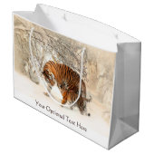 Winter Tigers individuelle Geschenktasche Große Geschenktüte (Rückseite Schrägansicht)