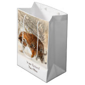 Winter Tigers individuelle Geschenktasche Mittlere Geschenktüte (Vorderseite Schrägansicht)
