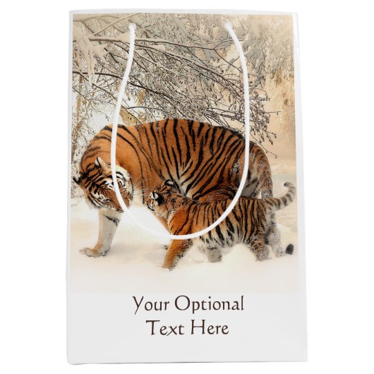 Winter Tigers individuelle Geschenktasche Mittlere Geschenktüte (Vorderseite)