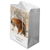 Winter Tigers individuelle Geschenktasche Mittlere Geschenktüte (Rückseite Schrägansicht)