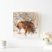 Winter Tigers Quadratische Wanduhr (Zuhause)