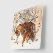 Winter Tigers Quadratische Wanduhr (Winkel)
