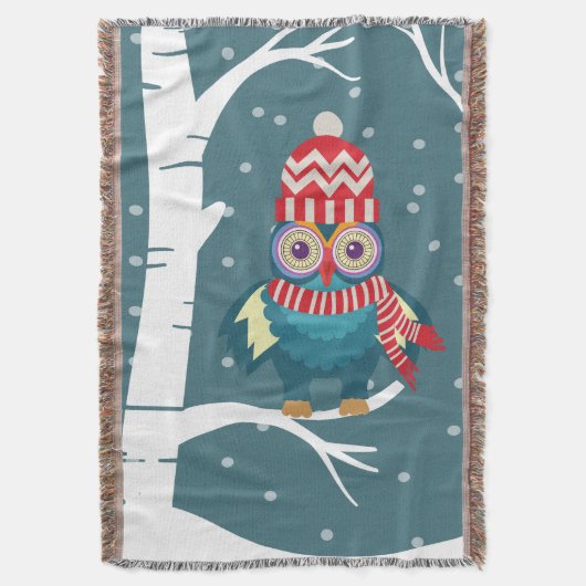 Winter Time Owl Throw Blanket Decke (Vorderseite Vertikal)