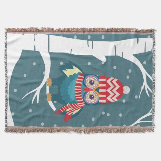 Winter Time Owl Throw Blanket Decke (Vorderseite)