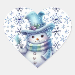 Winter Time Snowman Herz-Aufkleber