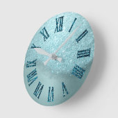 Winter TimeTiffany Aqua-aquamariner Runde Wanduhr (Winkel)