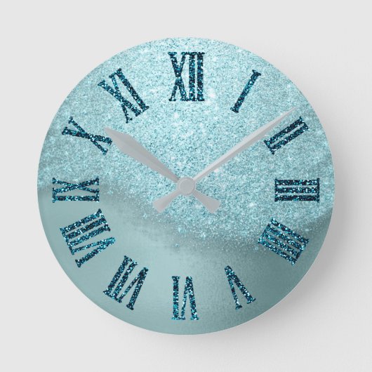 Winter TimeTiffany Aqua-aquamariner Runde Wanduhr (Vorderseite)