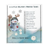 Winter To-Do List Notepad Snowman and Marshmallow Notizblock (Vorderseite)