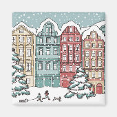 Winter Town Szene Magnet (Vorne)
