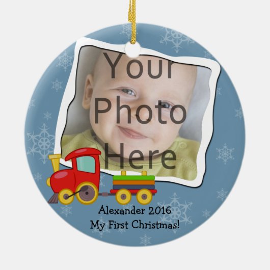 Winter Toy Train Baby oder Kinder Weihnachtsschmuc Keramikornament (Hinten)