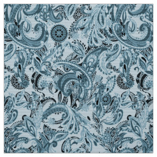 Winter traditionelles Paisley blauer Muster DIY Stoff
