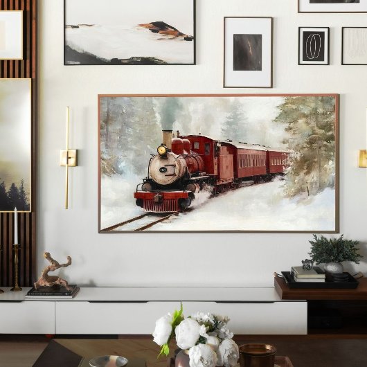 Winter Train Journey Print | Samsung Frame TV Art Poster