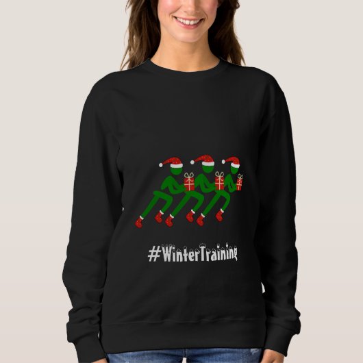 Winter Training Custom Text Weihnachtsläufer Sweatshirt (Vorderseite)
