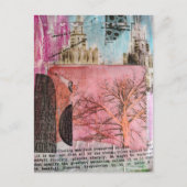 Winter Tree and Buildings Mixed Media Collage Postkarte (Vorderseite)