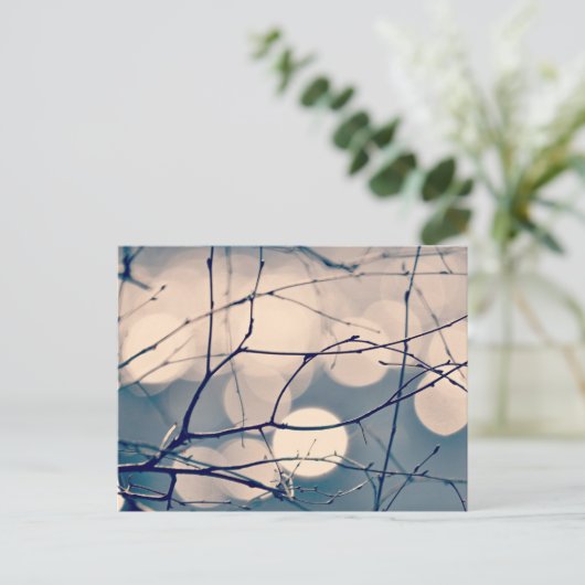 Winter Tree Branches Bokeh Postcard Postkarte (Stehend Vorderseite)