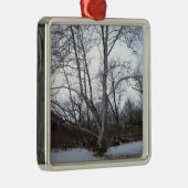 Winter Tree in Snow Ornament Aus Metall (Rechts)