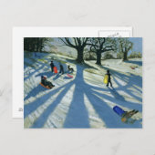 Winter Tree Snow Sledgers Calke Abbey Derby Postkarte (Vorne/Hinten)