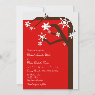 Winter Tree Snowflake Rote Hochzeit Einladungen