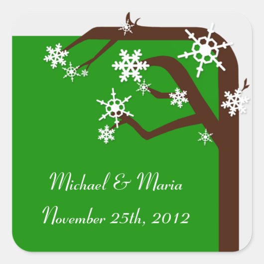 Winter Tree Snowflake Umschlag Aufkleber / Sticker (Vorderseite)