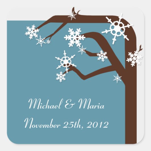 Winter Tree Snowflake Umschlag Aufkleber / Sticker (Vorderseite)