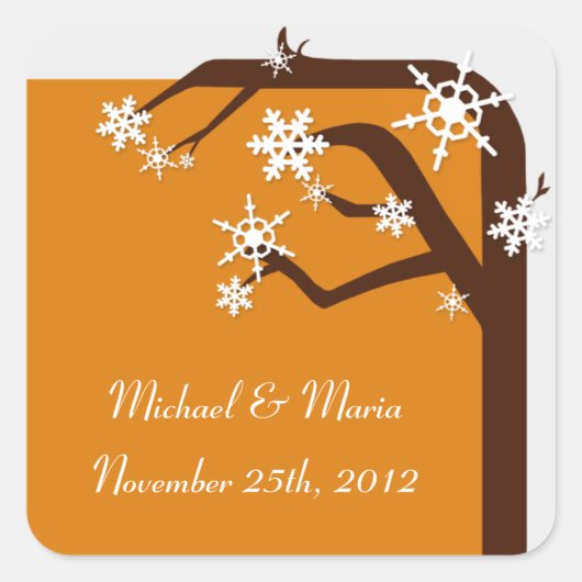 Winter Tree Snowflake Umschlag Aufkleber / Sticker (Vorderseite)