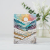 Winter Trees and Snow Painting Postkarte (Stehend Vorderseite)