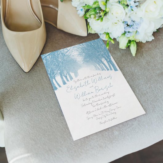 Winter Trees Avenue Elegante Hochzeit Einladung