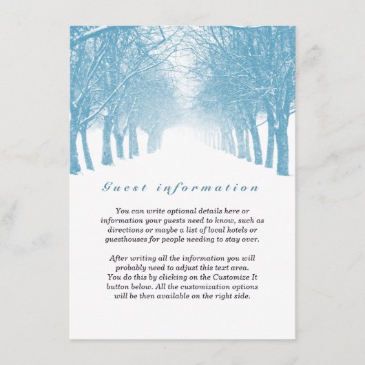Winter Trees Avenue Wedding Card Begleitkarte (Vorderseite)