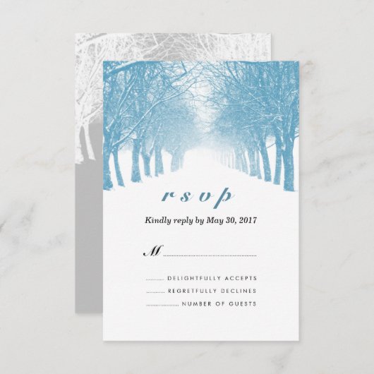 Winter Trees Avenue Wedding RSVP Card (Vorne/Hinten)