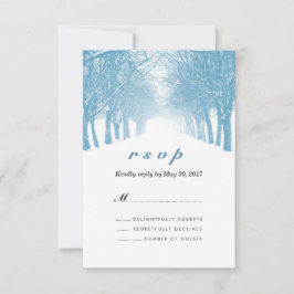 Winter Trees Avenue Wedding RSVP Card Karte