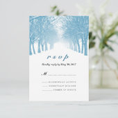 Winter Trees Avenue Wedding RSVP Card Karte (Stehend Vorderseite)
