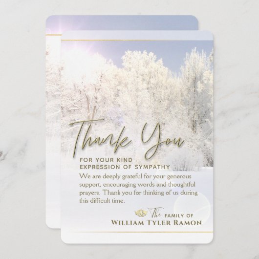 Winter Trees Beileid Danke 5 x 7 Einladung (Vorne/Hinten)