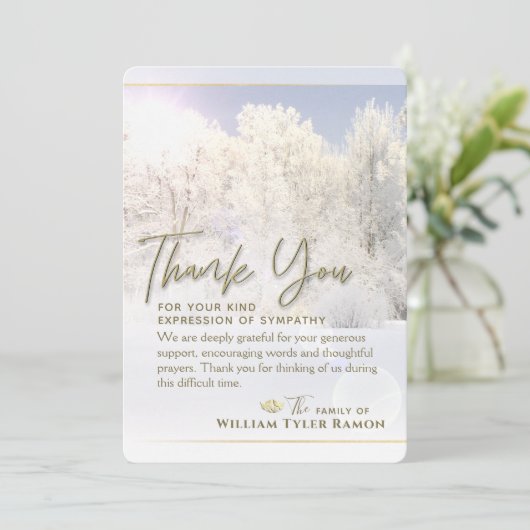 Winter Trees Beileid Danke 5 x 7 Einladung (Stehend Vorderseite)