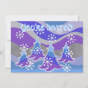 Winter Trees blaue Einladung 'You're Invited'