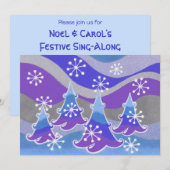 Winter Trees Blue Einladung (Vorne/Hinten)