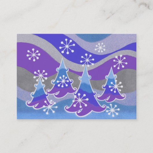 Winter Trees Blue Visitenkarte blau (Vorderseite)