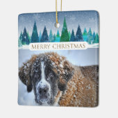 Winter Trees Custom Dog Foto Frohe Weihnachten Keramikornament (Links)