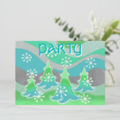 Winter Trees Green Einladung "Party" (Stehend Vorderseite)