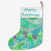 Winter Trees Green Frohe Weihnachten Strumpf Kleiner Weihnachtsstrumpf (Rückseite)