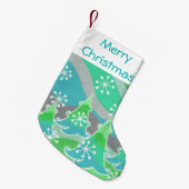 Winter Trees Green Frohe Weihnachten Strumpf Kleiner Weihnachtsstrumpf (Vorderansicht (hängend))