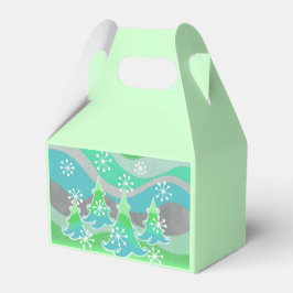 Winter Trees Green Gour Box Geschenkschachtel