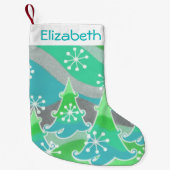 Winter Trees Green Name Strumpf Kleiner Weihnachtsstrumpf (Vorderseite)