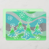 Winter Trees Grüne Einladung (Vorne/Hinten)