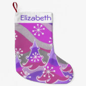 Winter Trees Lila Name Strumpf Kleiner Weihnachtsstrumpf (Vorderseite)