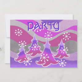 Winter Trees Lila "Party"-Einladung Einladung